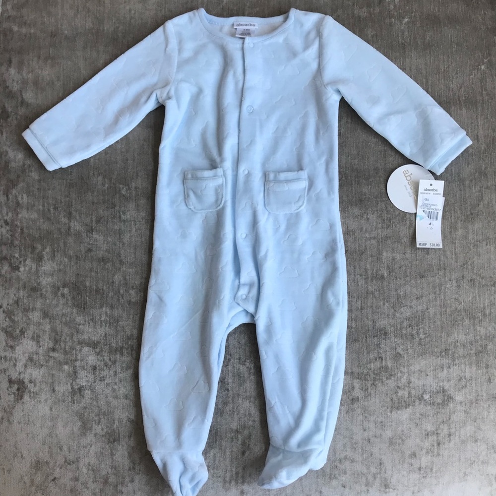 ABSORBA Pajama Pale Blue Sleeper Footie Onesie 6-9